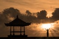 Beautiful Bali beach silhouette at sunset Royalty Free Stock Photo