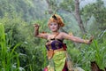 Portrait of Asia dancer at outdoor in rainforest
