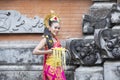 Beautiful balinese woman smiling with offerings Royalty Free Stock Photo
