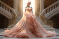 Beautiful ball gown in soft peach color
