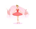 Beautiful Ballerina Dancers Performing Dance on Stage Vector Illustration