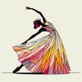 Beautiful ballerina in a mosai dress. Vector illustration, ballet dance performer, dance pose, generative ai Royalty Free Stock Photo