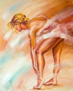 Beautiful ballerina. Oil painting.