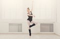 Beautiful ballerina stands in ballet pirouette