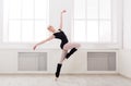 Beautiful ballerina stands in ballet pirouette