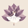 Beautiful ballerina in a white dress on a floral background, Vector illustration, ballet dance performer, generative ai Royalty Free Stock Photo