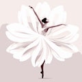 Beautiful ballerina in a white floral dress, tiptoe dancing, ballet dance performer, vector illustration, generative ai Royalty Free Stock Photo