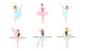 Beautiful Ballerinas Posing and Dancing Set, Classical Ballet Art Female Danser Characters Vector Illustration Royalty Free Stock Photo