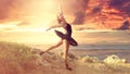 Beautiful ballet dancer on the beach Royalty Free Stock Photo