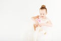 Beautiful ballet dancer isolated on white background. Royalty Free Stock Photo