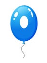 Beautiful balloon with number zero filled with air or helium