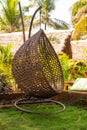 Beautiful bamboo hanging chair captured in Goa, India