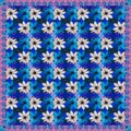 Beautiful bandana print with daisies. Silk neck scarf or kerchief square pattern.