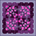 Beautiful bandana print with floral ornament. Creative design with bright pink flowers. Decorative pillowcase, napkin