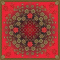 Beautiful bandana print with floral ornament in russian style. Print for scarf, shawl, kerchief