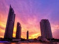 Beautiful Bangkok city view with high building at riverside