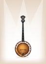 A Beautiful Banjo on Brown Stage Background