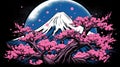 a beautiful banner logo inspired illustration of the mountain fuji, ai generated image Royalty Free Stock Photo