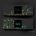 Beautiful banner vector template with autumn leaf ornament background