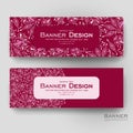 Beautiful banner vector template with floral ornament background Royalty Free Stock Photo