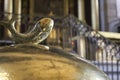 Beautiful baptismal font in The church of Saint-Martin in Sare village