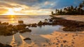 Barbers Point Lighthouse Sunset Seascape Royalty Free Stock Photo