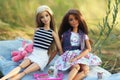 A beautiful barbie with white and brown hair. Stylish blondy doll. Editorial use only.