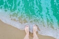 Beautiful bare feet on the beach