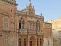 Beautiful baroque facade of the Bishops Palace, Mdina, Malta