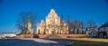 Facade of baroque Kielce Cathedral in Kielce, Poland, in March