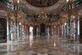 Beautiful baroque library with sculptures