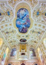 Barrel-vaulted ceiling in St. Michael and All Angels Church, Worcestershire, England. Royalty Free Stock Photo