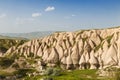 Beautiful barren landscape , pink rocks, Goreme, Cappadocia Royalty Free Stock Photo