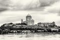 Beautiful basilica in Esztergom, Hungary, cultural heritage, black and white