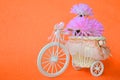 Beautiful basket as a tricycle decoration Royalty Free Stock Photo