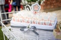 Basket and wedding confetti for wedding ceremony