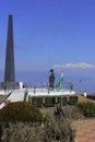 beautiful batasia loop war memorial and snowcapped himalaya peak mount kangchenjunga