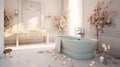 Beautiful bathroom design in pastel colors. Like on the cover of a magazine.