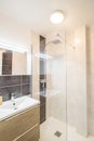 Beautiful bathroom, walk-in shower with Washbasin cabinet