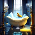 a beautiful bathtub overflowing foam Royalty Free Stock Photo