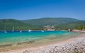 Beautiful bay of Adriatic sea with recreational boats at anchor Royalty Free Stock Photo