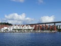 Beautiful bay with boats and houses in Stavanger, Norway. View