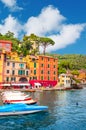 Beautiful bay with colorful houses in Portofino, Liguria, Italy