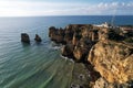Beautiful bay near Lagos town, Algarve region, Portugal. Sandy beach. Portuguese landmark, popular travel destination Royalty Free Stock Photo