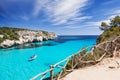 Beautiful bay with sailing boats, Menorca island, Spain. Sailing and yachting concept Royalty Free Stock Photo