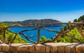 Beautiful bay with sailing yacht on Majorca island, Spain. Royalty Free Stock Photo