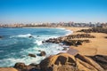 Douro Cabedelo Beach. View of Porto city, Portugal Royalty Free Stock Photo