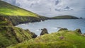 Beautiful bay surrounded by tall cliffs and islands of Dingle peninsula, Dunquin