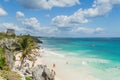 Beautiful beach in the archaeological museum, Tulum, Mexico, Caribbean Sea, Riviera Maya