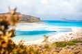 Beautiful beach in Balos Lagoon, island on Crete, Greece. Sunny day, blue sky and few clouds Royalty Free Stock Photo